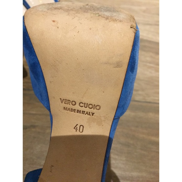 Paula Mendez Blue Suede Heels - Size 40/US Size 10 - Picture 6 of 8